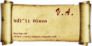 Váli Alexa névjegykártya
